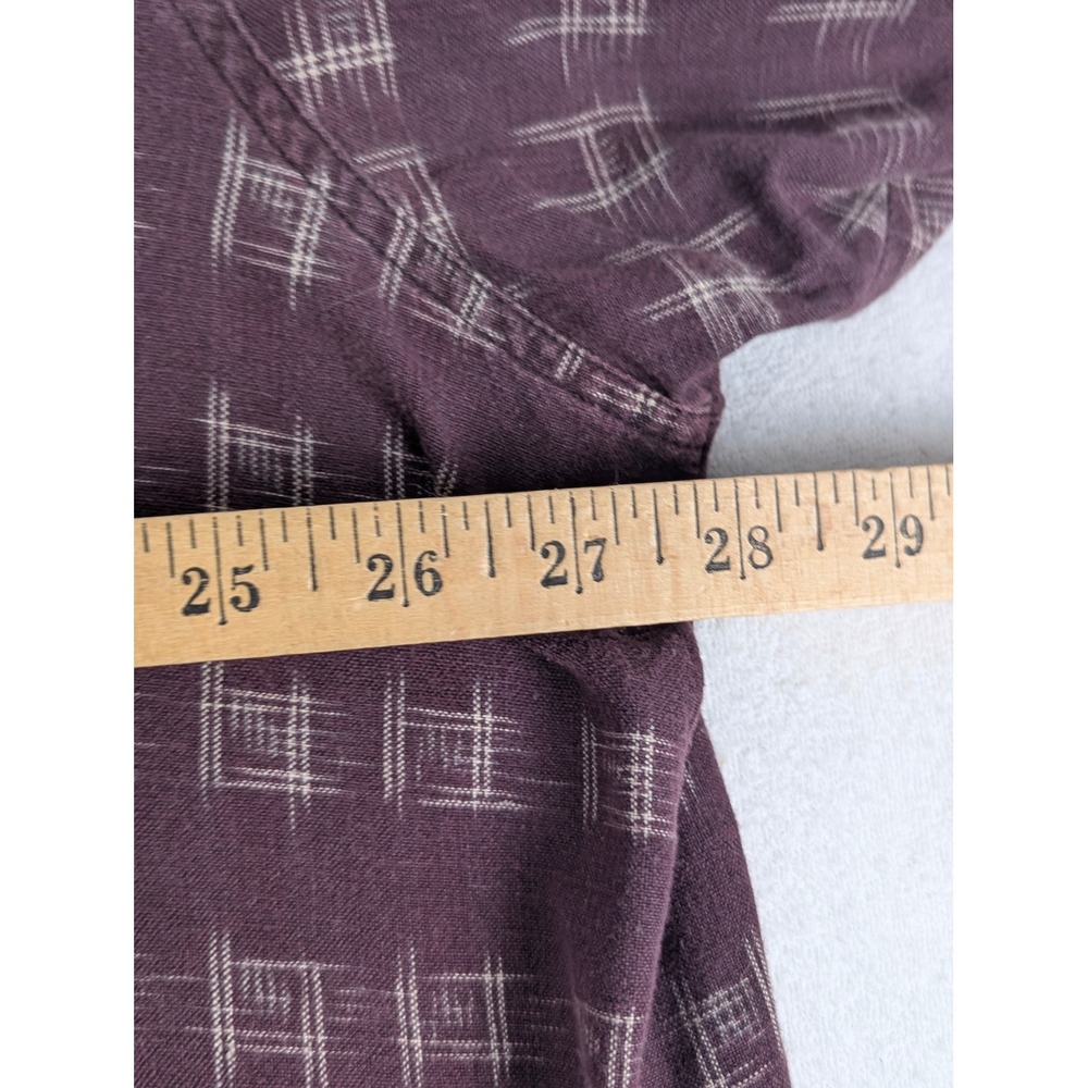 Ralph Lauren Jeans Co Mens XXL Burgundy Geometric Grid Cotton Short Sleeve Shirt - Picture 7 of 9